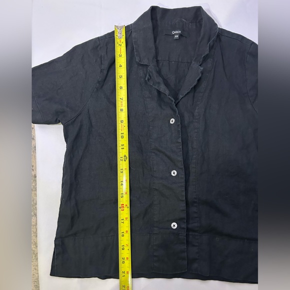 Black cropped linen Short Sleeve Shirt Quince - Flawed item - Picture 5 of 6